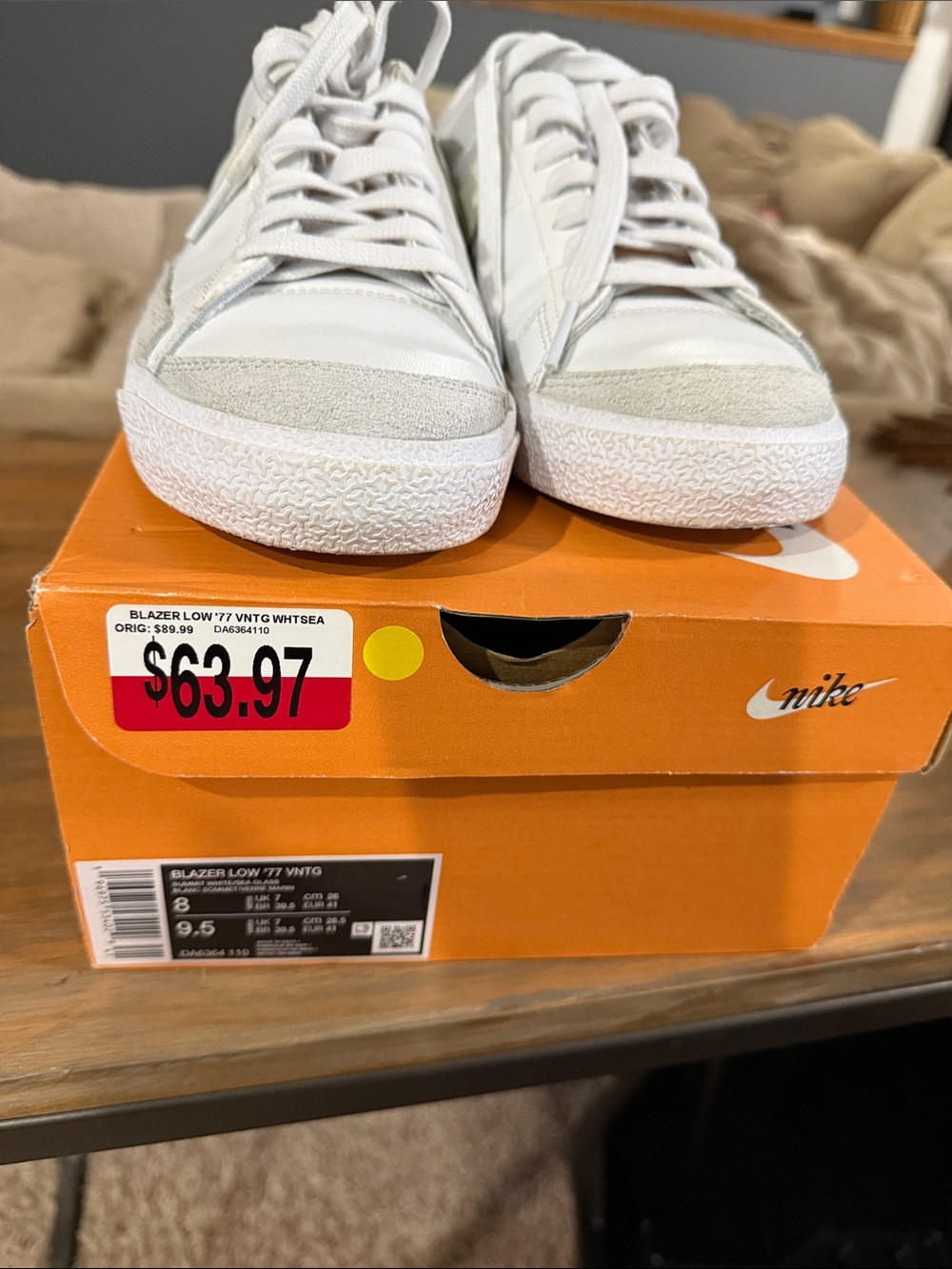 Nike White and  Blazer Low '77 Sneakers